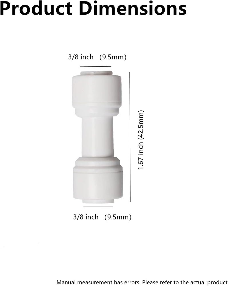 Madavoon Food-Grade Quick Connector Push-In Tube Fitting 3/8 inch Tube OD to 3/8 inch Tube OD push fit straight quick connect for RO water system (10pack) - Image 3